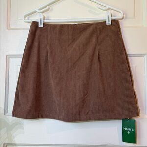 HALARA Chocolate Brown Corduroy Mini Skirt
